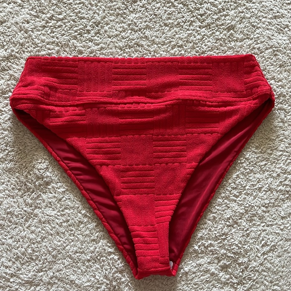 Beach Riot Red Textured High-Waist Bikini - Picture 4 of 7